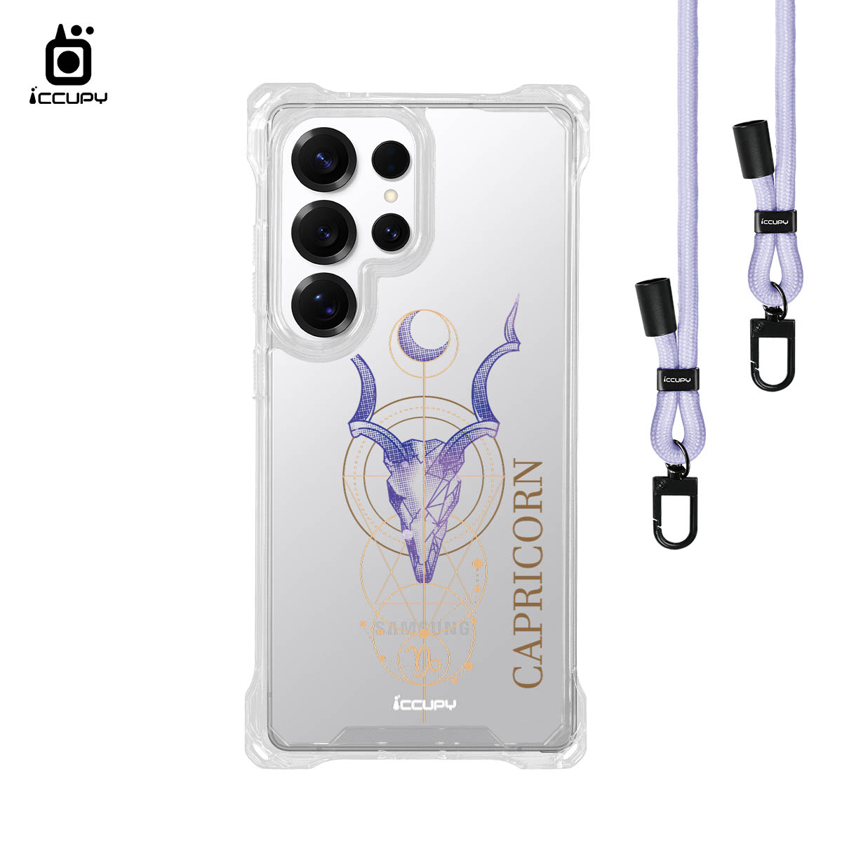 【占星-魔羯座】iQ CASE角粒殼3.0背帶掛繩防摔殼 For SAMSUNG S25 ULTRA -黑占iCCUPY