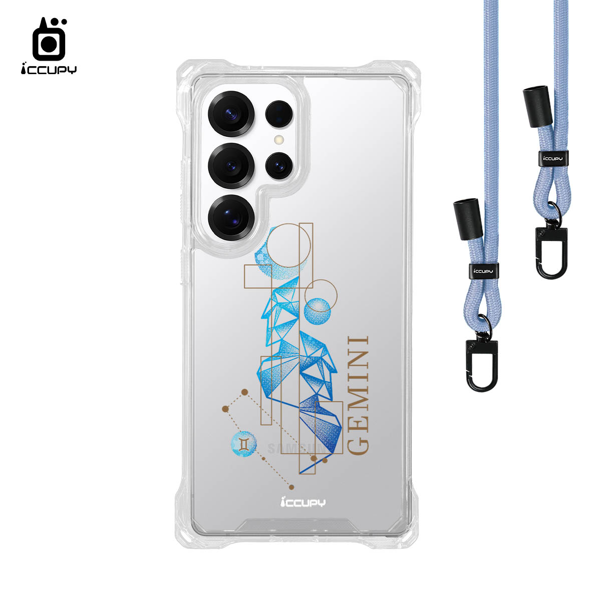 【占星-雙子座】iQ CASE角粒殼3.0背帶掛繩防摔殼 For SAMSUNG S25 ULTRA -黑占iCCUPY