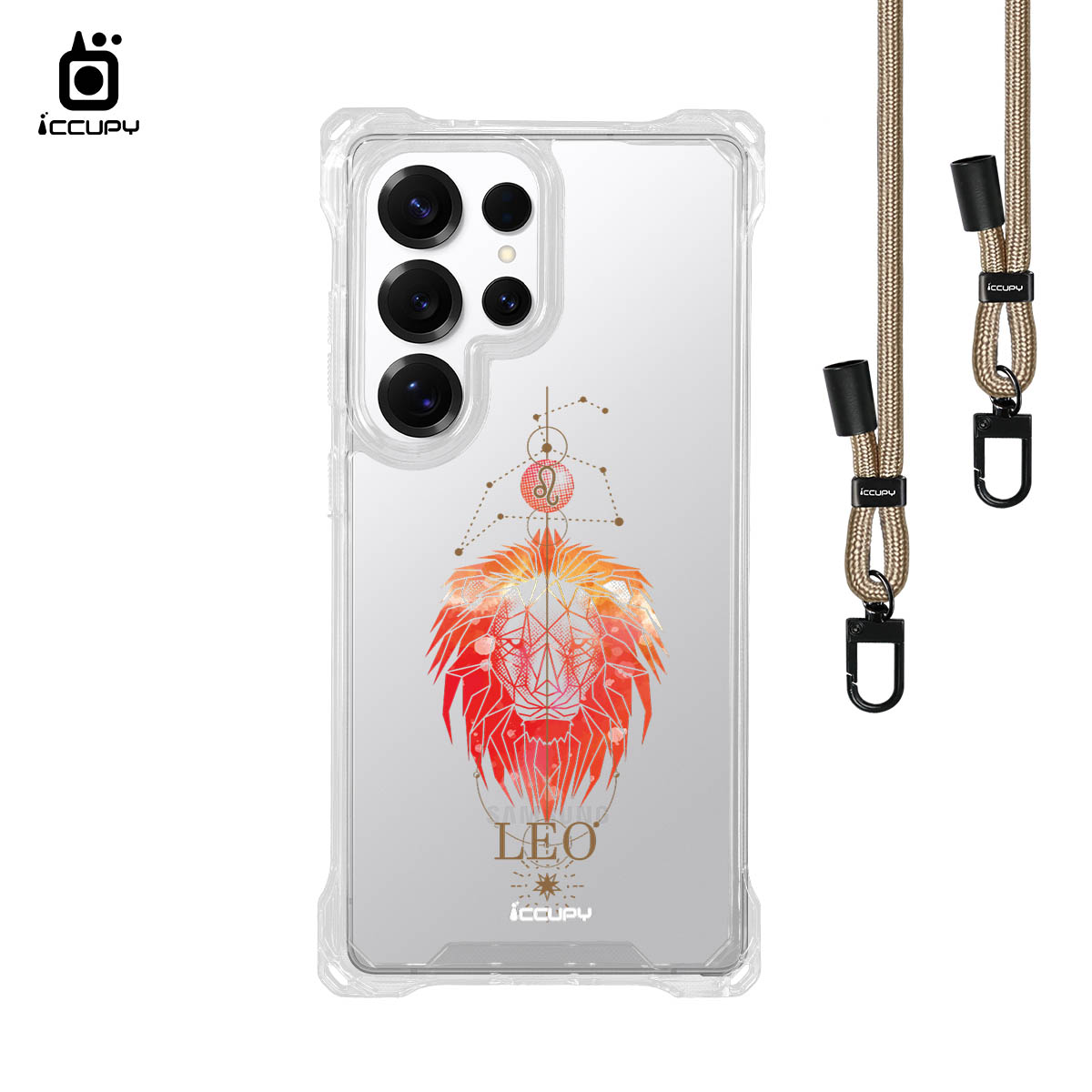 【占星-獅子座】iQ CASE角粒殼3.0背帶掛繩防摔殼 For SAMSUNG S25 ULTRA -黑占iCCUPY