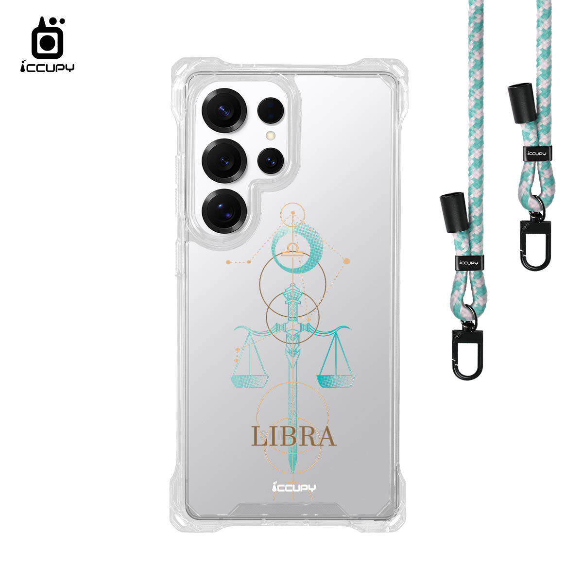 【占星-天秤座】iQ CASE角粒殼3.0背帶掛繩防摔殼 For SAMSUNG S25 ULTRA -黑占iCCUPY