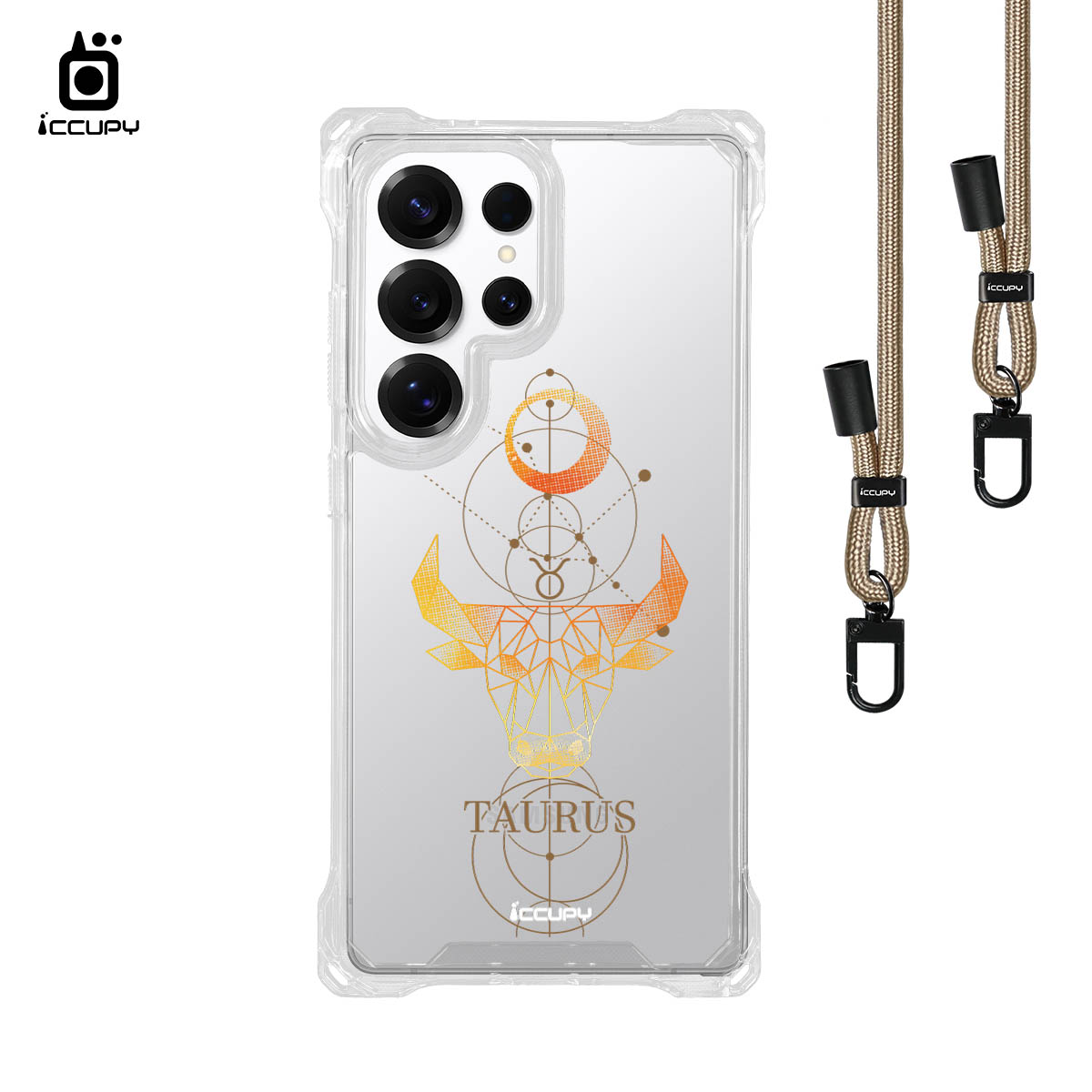 【占星-金牛座】iQ CASE角粒殼3.0背帶掛繩防摔殼 For SAMSUNG S25 ULTRA -黑占iCCUPY