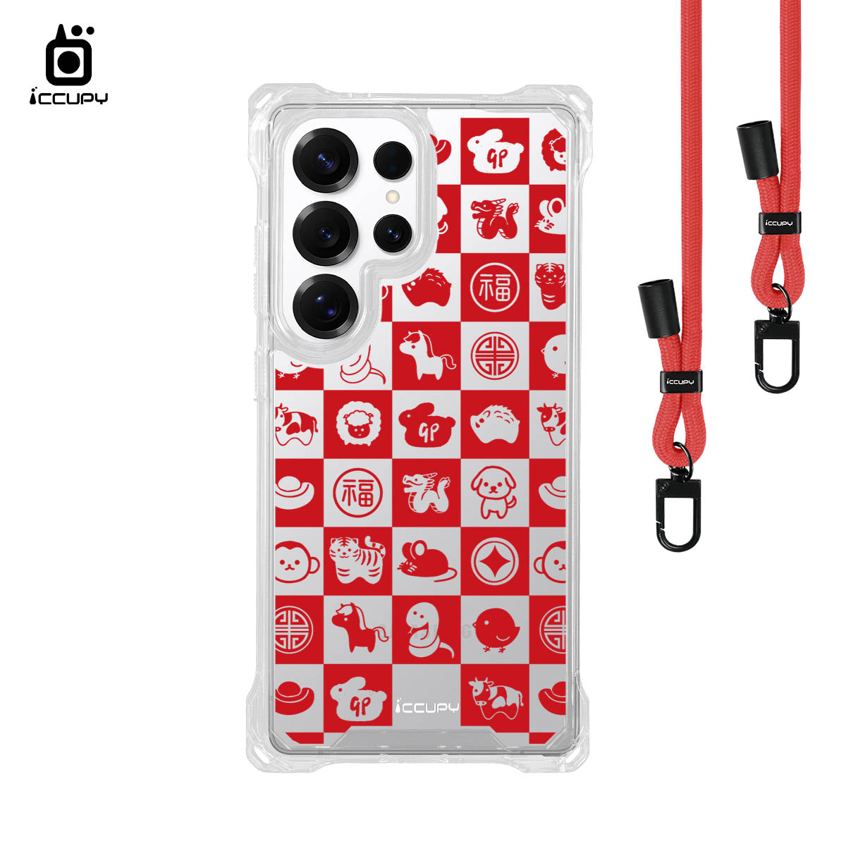 【十二生肖】iQ CASE角粒殼3.0背帶掛繩防摔殼 For Samsung S25 ULTRA -黑占iCCUPY