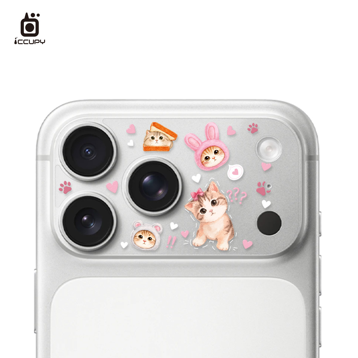 【奶油喵喵】星鑽彩繪鏡頭底座貼For iPhone 17 Pro Max | 文創小物