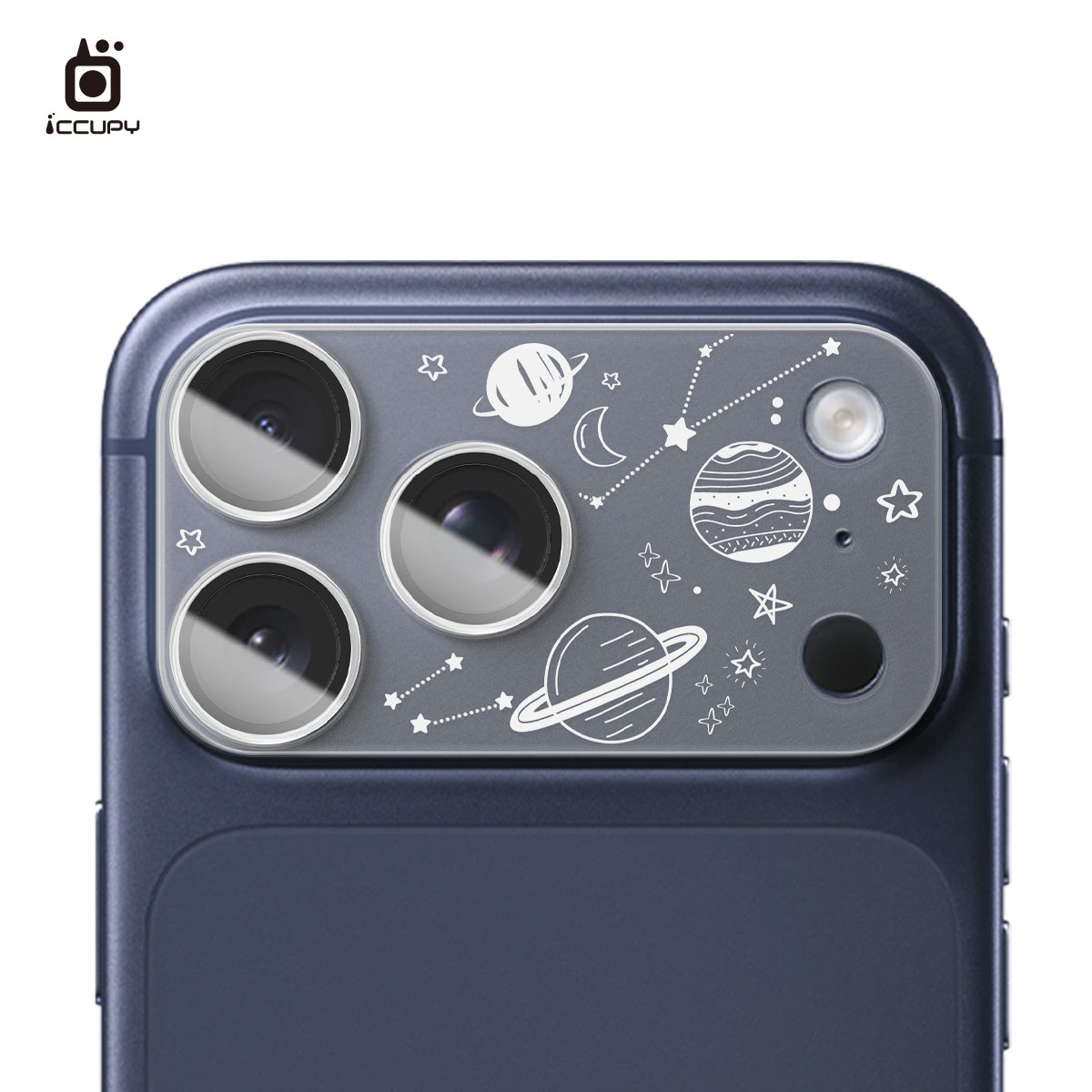 【手繪星球-白】3D立體全包覆鏡頭保護貼-全透明FOR iPhone 17 Pro Max