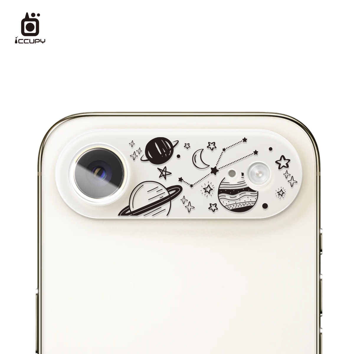 【手繪星球-黑】3D立體全包覆鏡頭保護貼-全透明FOR iPhone 17 Air